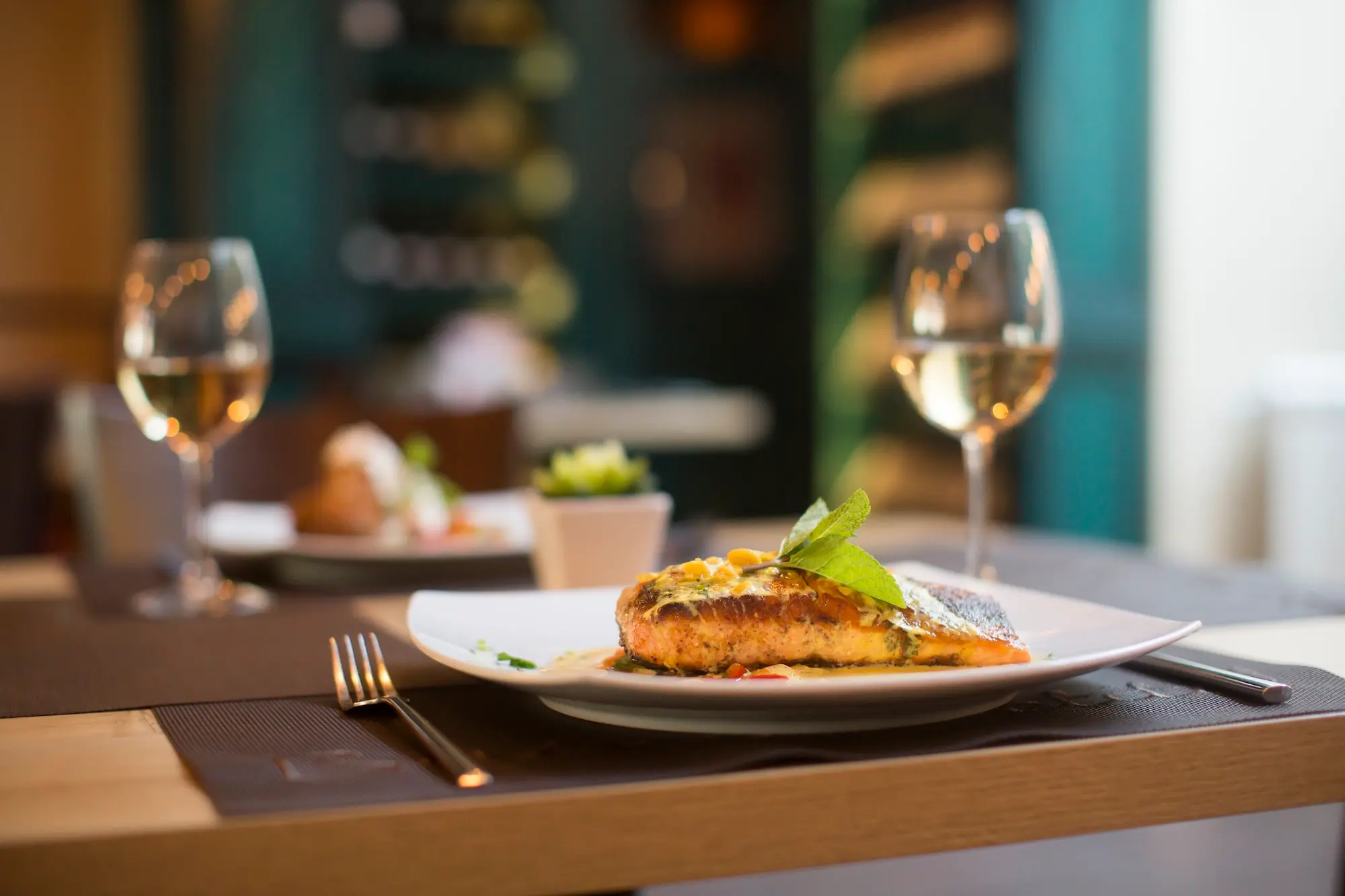 elegant food dish with wine glass on table 2026 01 08 05 45 08 utc