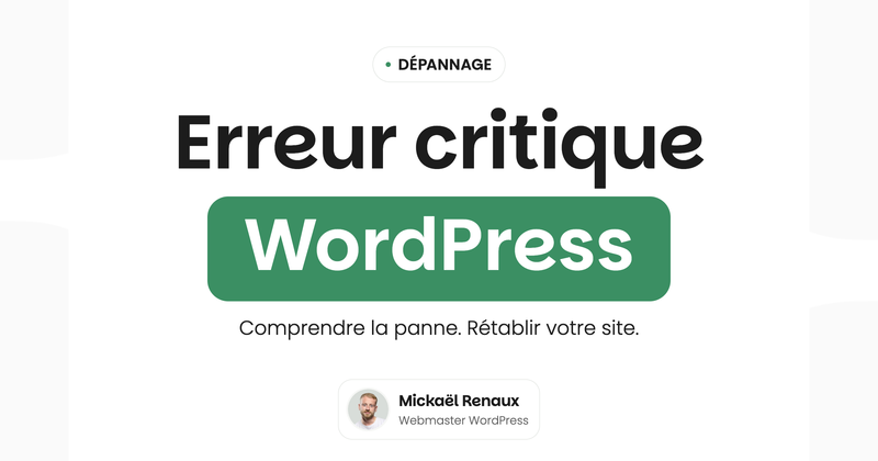 Erreur critique WordPress — Comprendre la panne. Rétablir votre site.