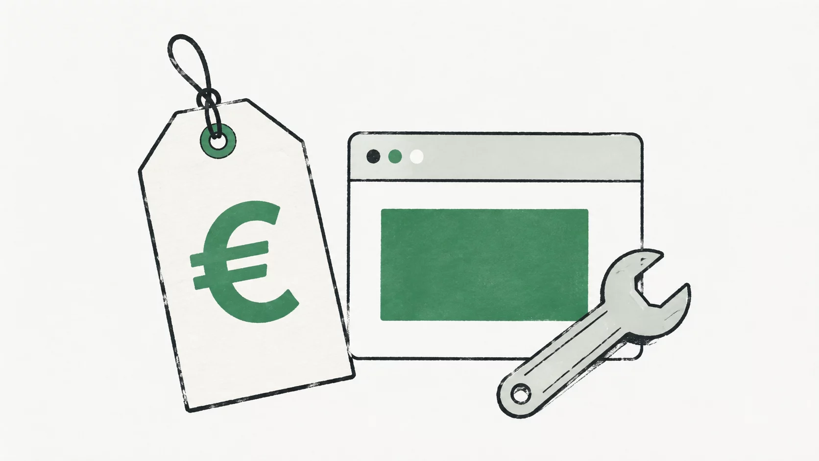 Étiquette de prix et clé de maintenance associées à une page web