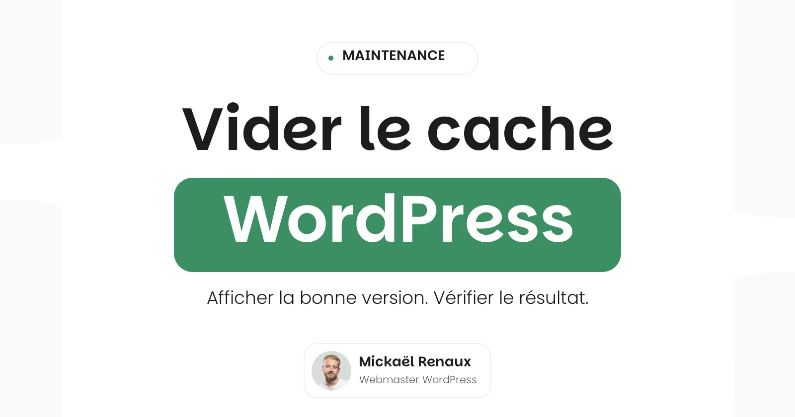vider le cache wordpress Vider le cache WordPress : afficher la bonne version et vérifier le résultat.