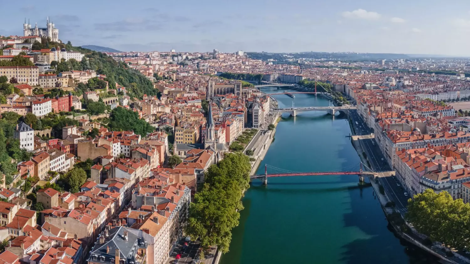 La Saône et les quais du centre de Lyon