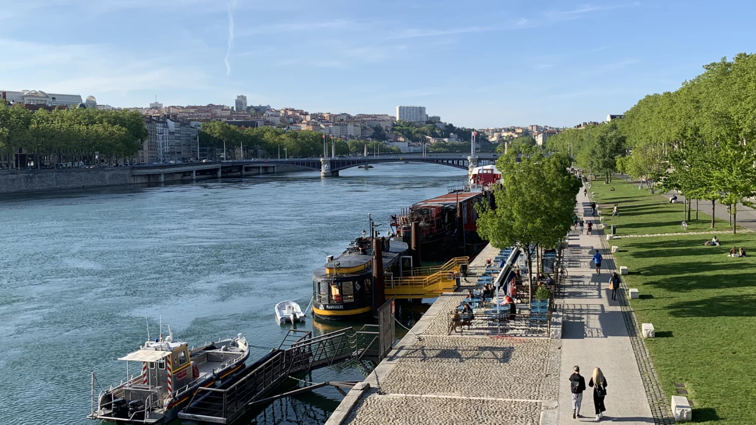 Le Rhône vu depuis le pont Wilson à Lyon